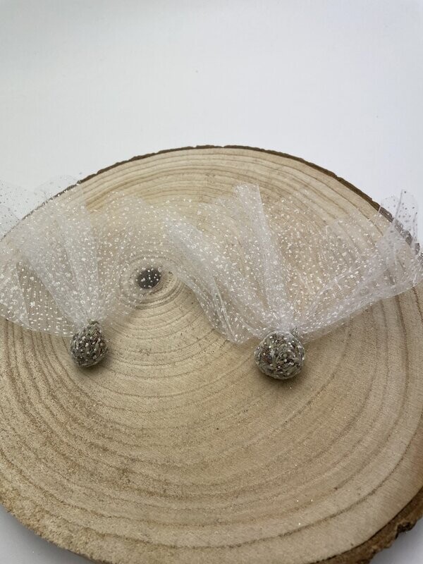 Deko Tül mit Lavendel (Weiss)