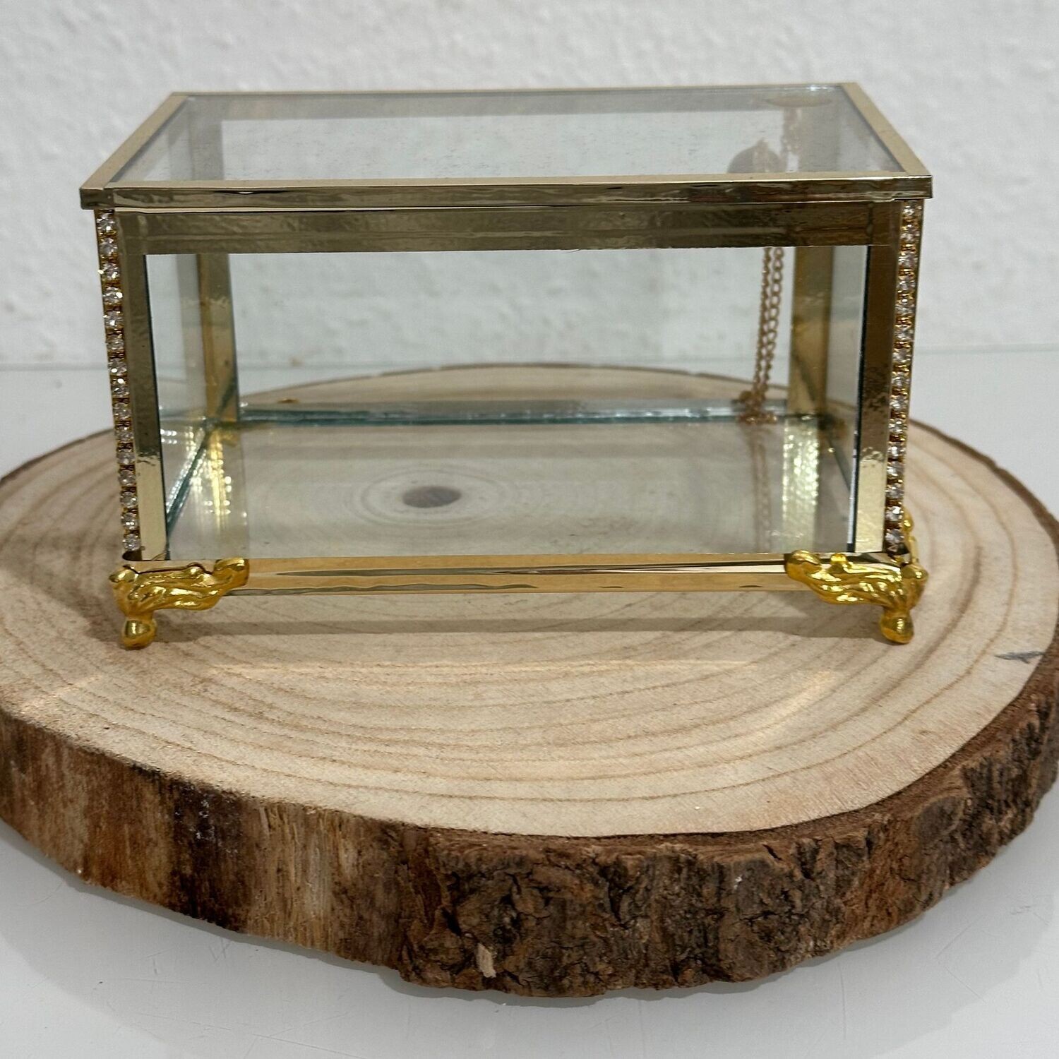 Glasbox, Ringbox,  Aufbewahrungsbox klein (Gold)