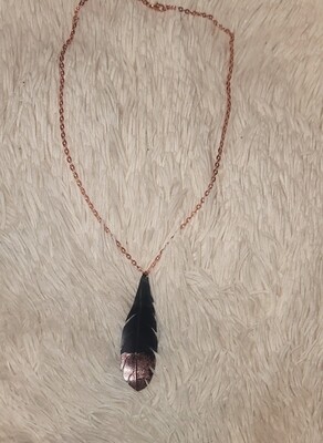 Rose Gold dipped feather necklace