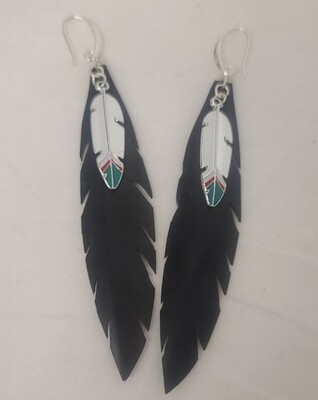 Black Feather green dipped silver/ medium