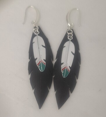Black Feather/green dipped silver .small 