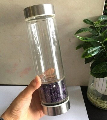 Amethyst crystal water bottle