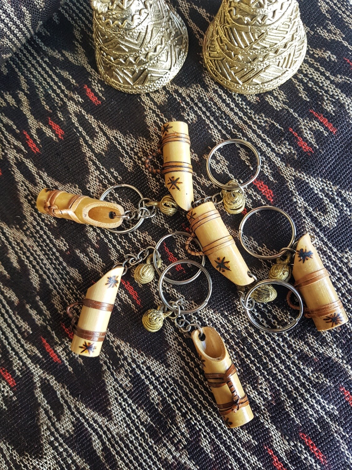 Souvenir. BAMBOO CUP Key Chain with Brass Bell