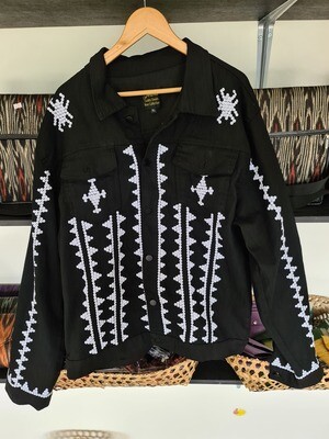 Jacket. T&#39;BOLI BEADED BLACK DENIM JACKET