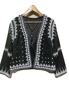 Blazer. CUSTOM T&#39;BOLI BEADED BLAZER. Black/Brown
