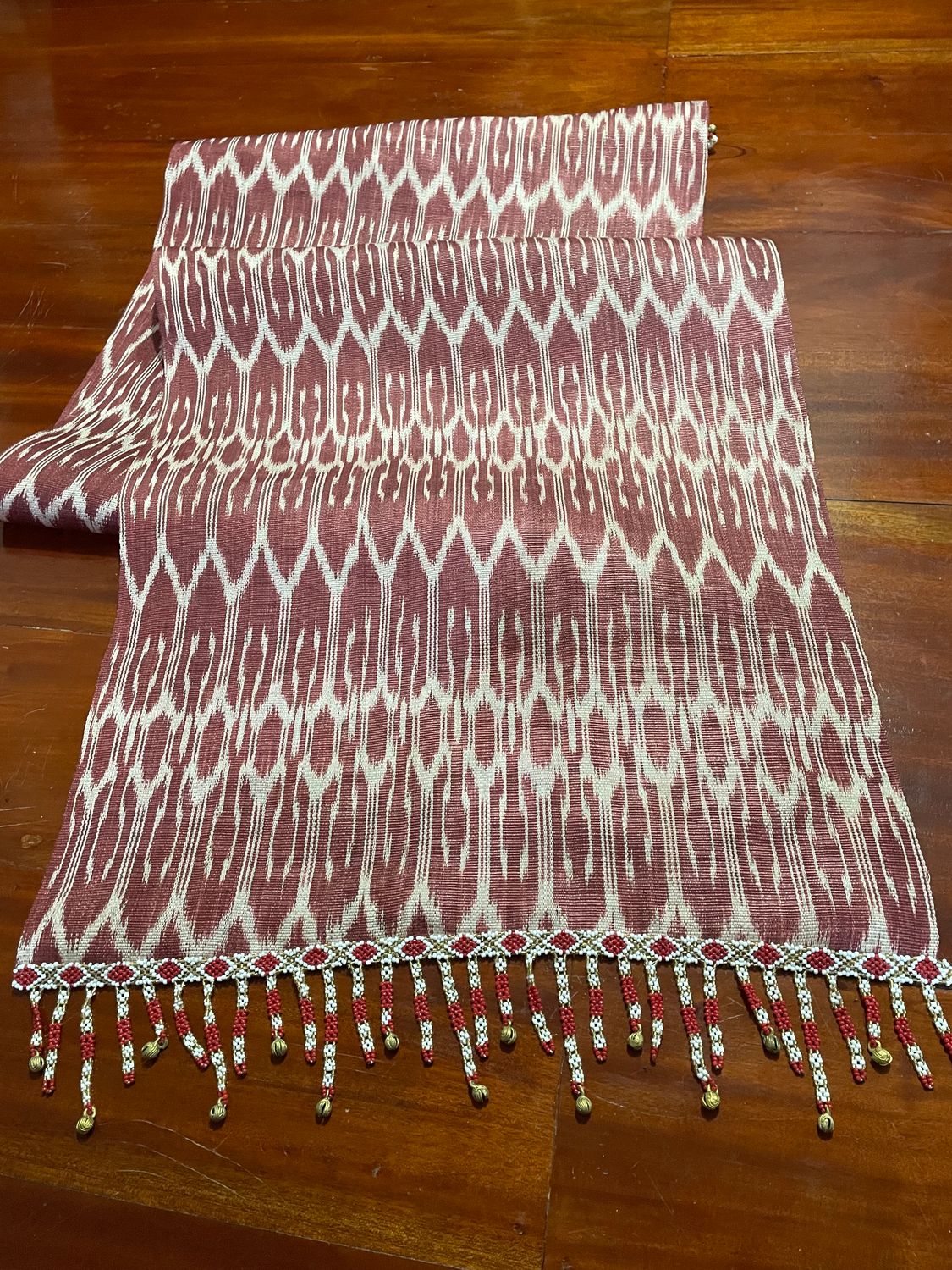 Table Runner. T'NALAK TABLE RUNNER with TBOLI BEADING