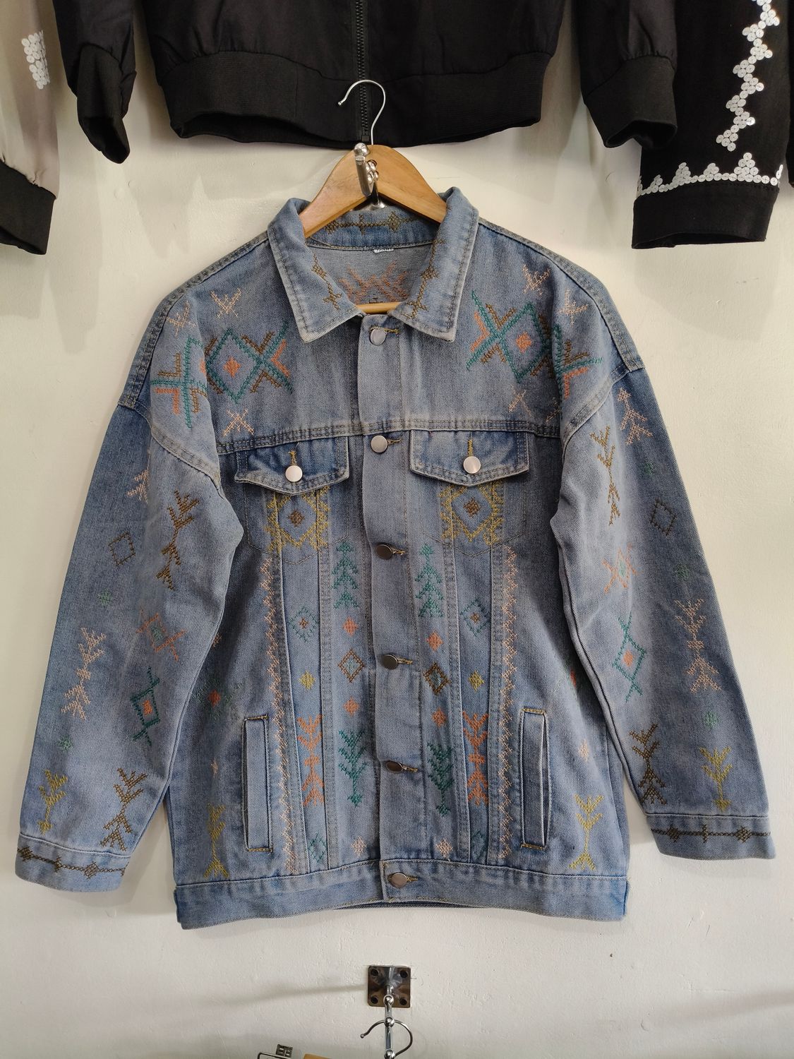 Jacket. TBOLI HAND-EMBROIDERED DENIM JACKET