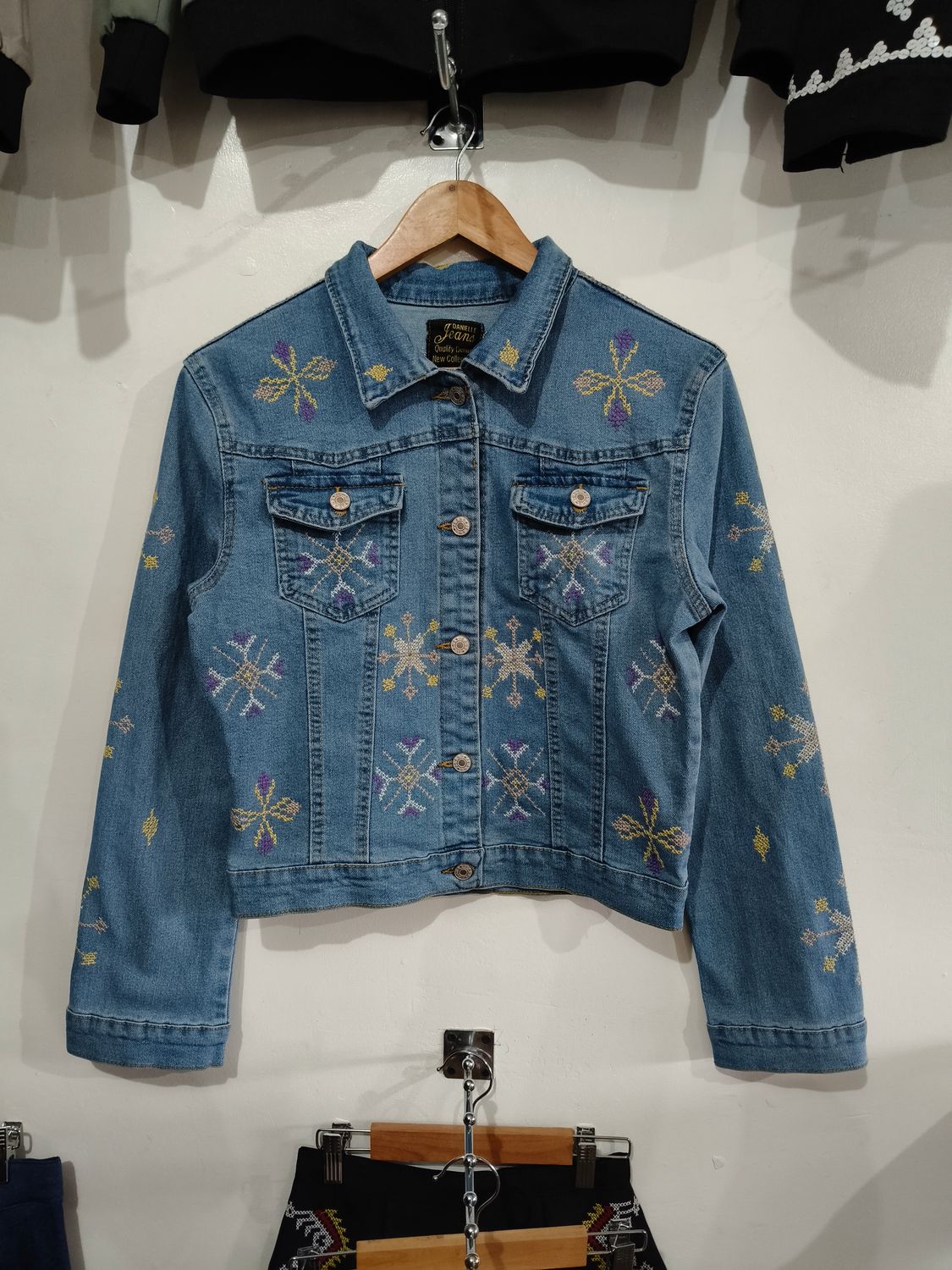 Jacket. CUSTOM TBOLI HAND-EMBROIDERED &amp; DENIM JACKET