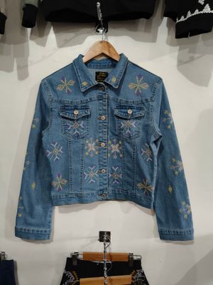 Jacket. CUSTOM TBOLI HAND-EMBROIDERED &amp; DENIM JACKET