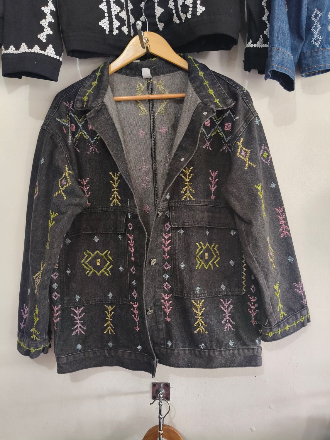 Jacket. TBOLI HAND-EMBROIDERED DENIM JACKET