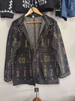 Jacket. TBOLI HAND-EMBROIDERED DENIM JACKET