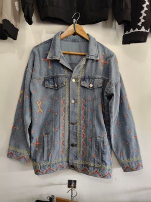 Jacket. TBOLI HAND-EMBROIDERED DENIM JACKET