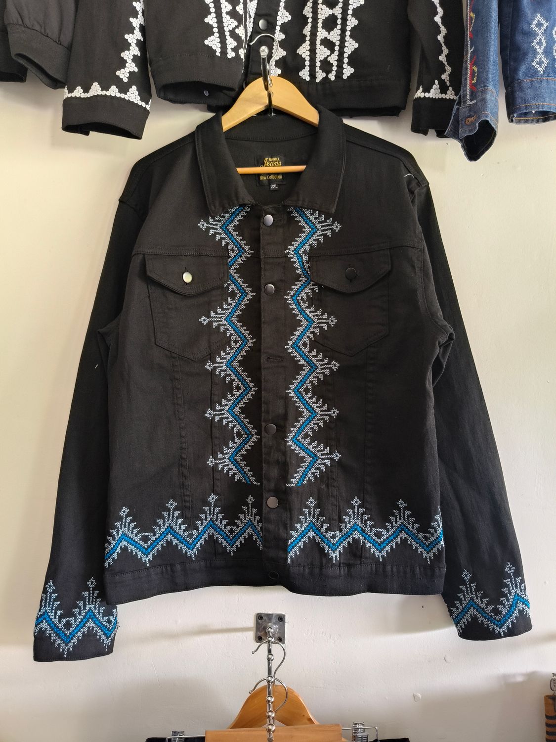 Jacket. TBOLI HAND-EMBROIDERED DENIM JACKET