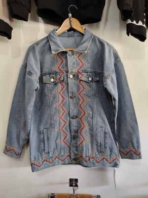 Jacket. TBOLI HAND-EMBROIDERED DENIM JACKET