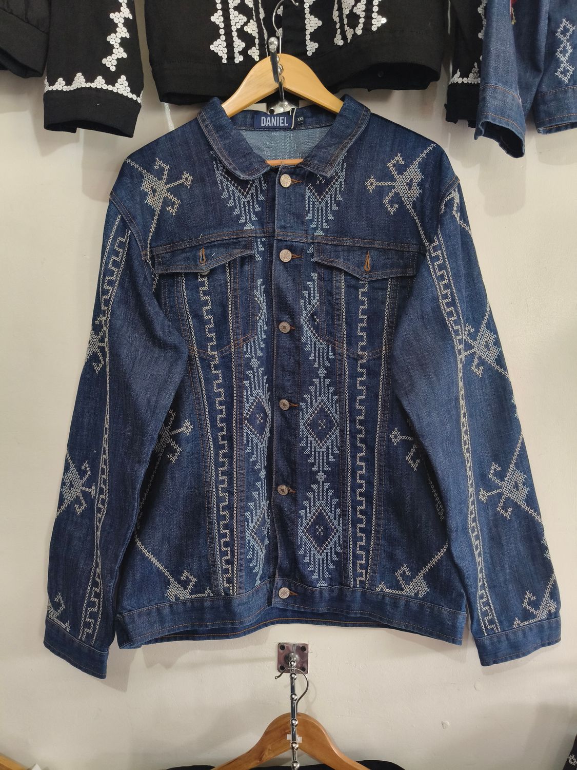 Jacket. TBOLI HAND-EMBROIDERED DENIM JACKET