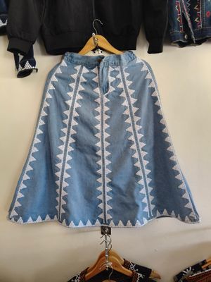 Skirt.  T&#39;BOLI HAND- BEADED DENIM SKIRT