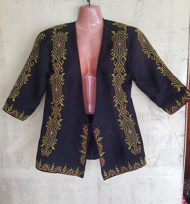 Blazer. CUSTOM BLACK T'BOLI HAND- EMBROIDERED Blazer