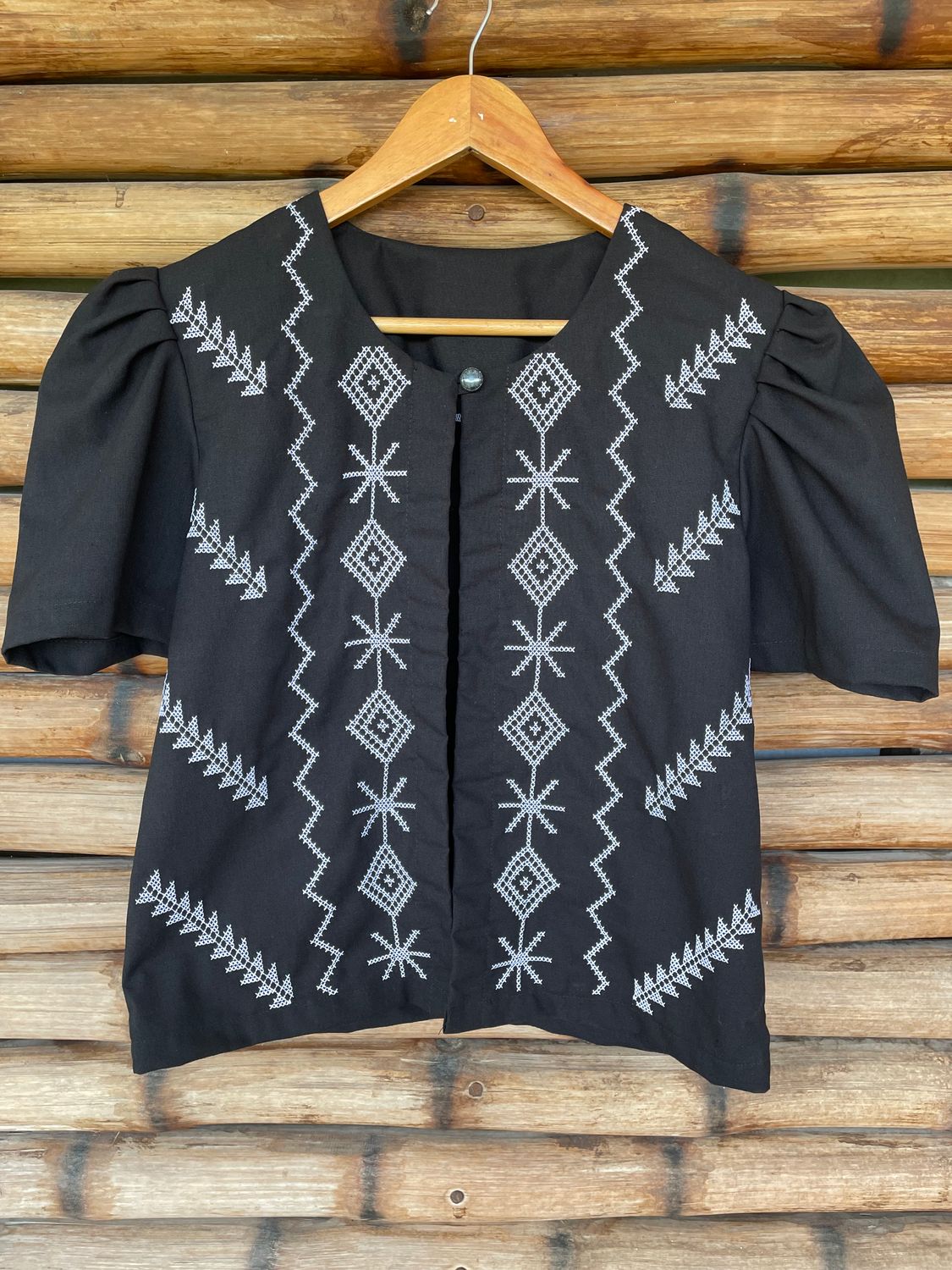 Blouse_32. T'BOLI BEADED/EMBROIDERED  BLOUSE BLOUSE WITH PUFF SLEEVES