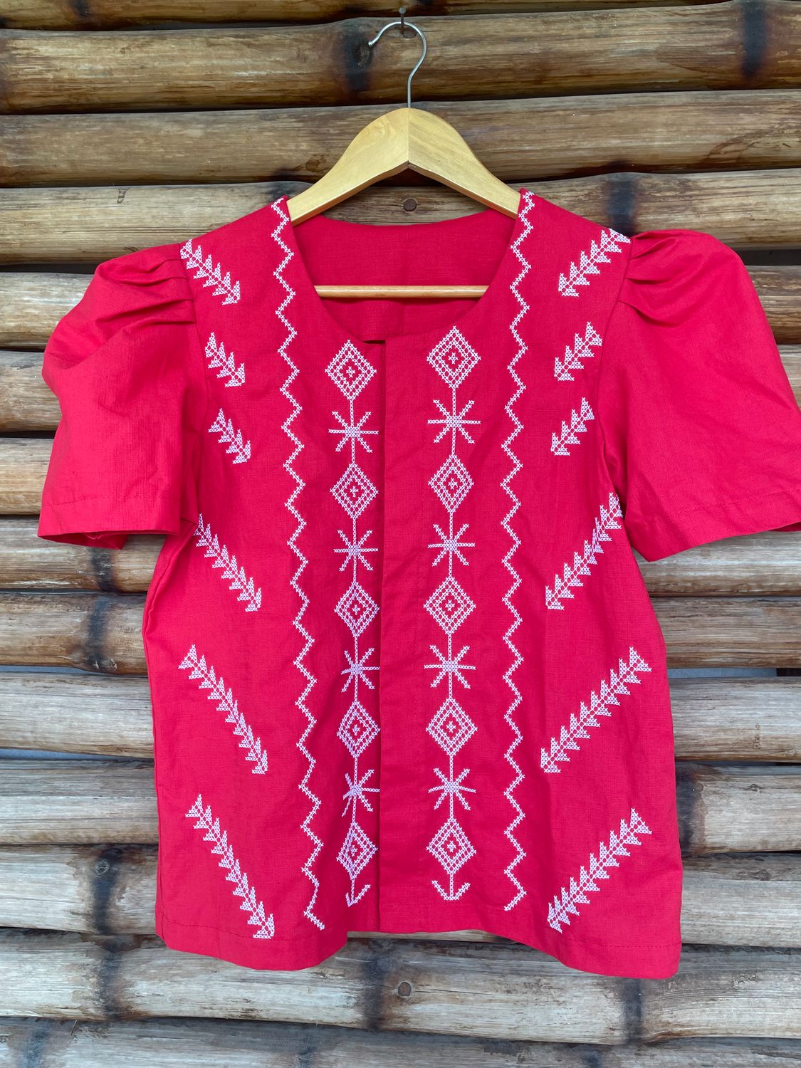 Blouse_32. T'BOLI BEADED/EMBROIDERED  BLOUSE BLOUSE WITH PUFF SLEEVES