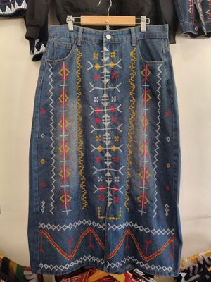 Skirt_32.  T'BOLI HAND- EMBROIDERED DENIM SKIRT