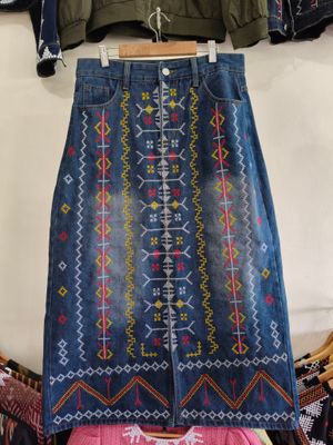 Skirt_35.  T'BOLI HAND- EMBROIDERED DENIM SKIRT
