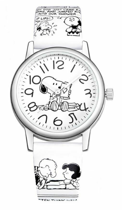 Snoopy 石英手錶 (日本機芯,漫畫錶帶), Color: 白色