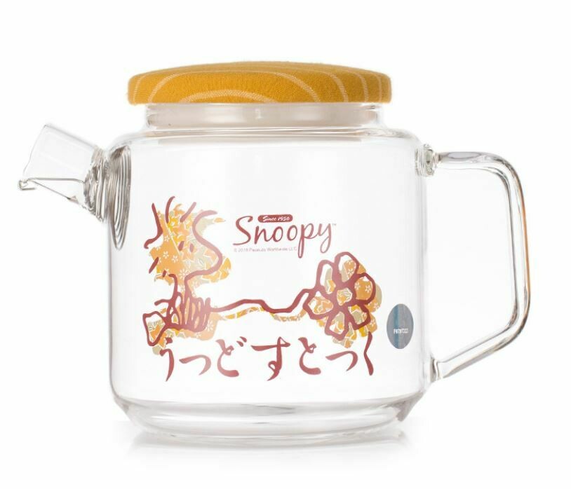 Snoopy日文玻璃茶壺 (壺蓋附), 款式: 橙色日文茶壺
