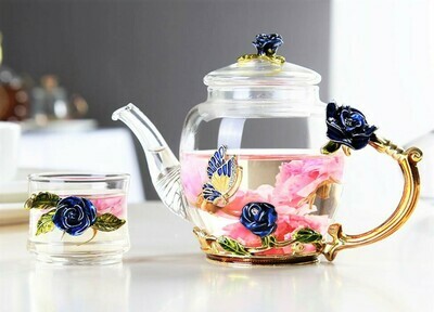 玫瑰茶具禮盒套裝 |  Rose Enamel Glass Tea Set