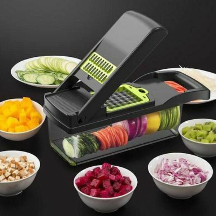 多用途切菜器套裝 | Multifunctional Mandoline Slicer Set, Color: Gray + Green