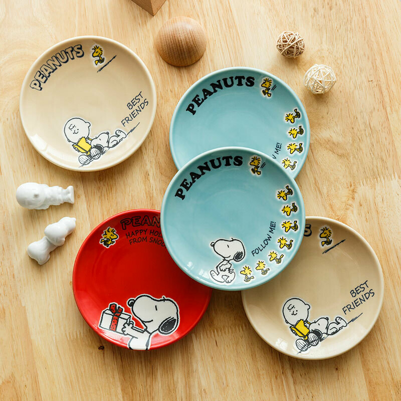 日本SNOOPY陶瓷碟木盒套裝