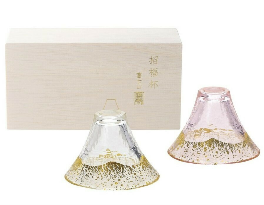 富士山櫻花金箔清酒杯(2個入)