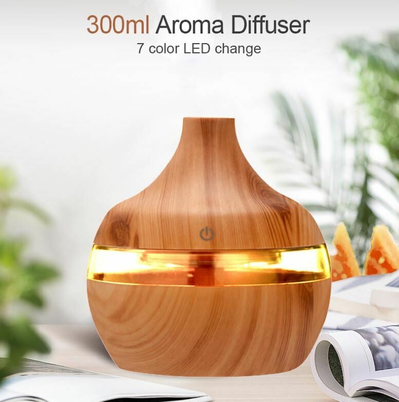 木紋七彩夜光香薰機｜7 Color LED Aroma Diffuser