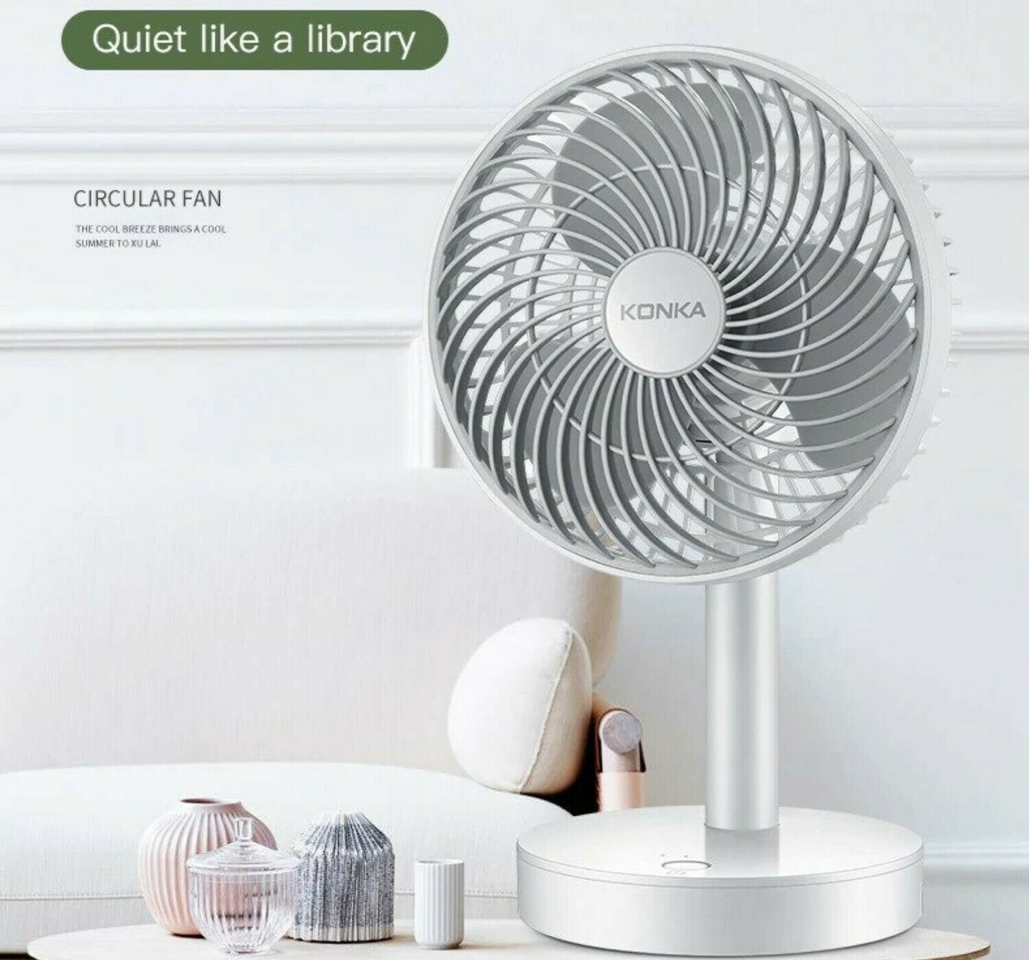 KONKA USB 充電式桌面風扇(灰色) | KONKA Rechargeable Desk Fan