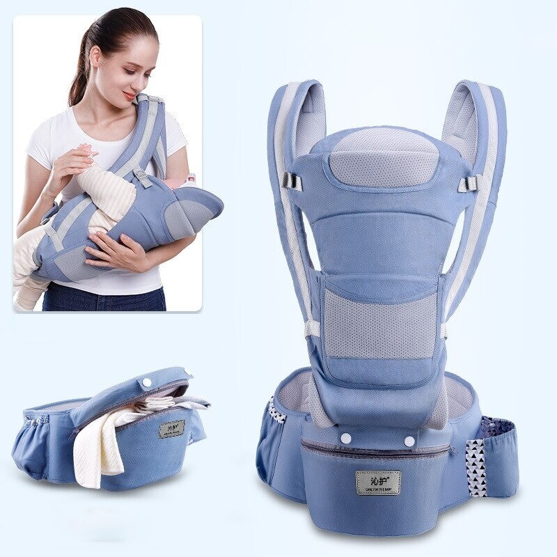 ３合１多功能嬰兒腰凳揹帶 ｜3 In 1 Baby Wrap Sling, Color: BLUE