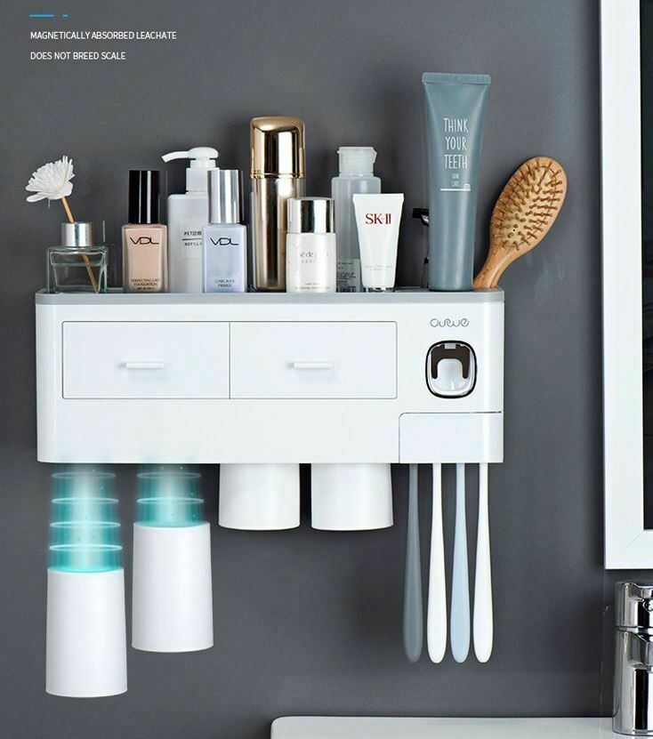 磁吸式牙刷儲物架套裝(灰色) ｜Magnetic Mouthwash Cup Set （Gray）
