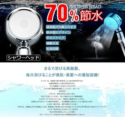日本3段調節增壓花灑 |  3段階水圧シャワーヘッド