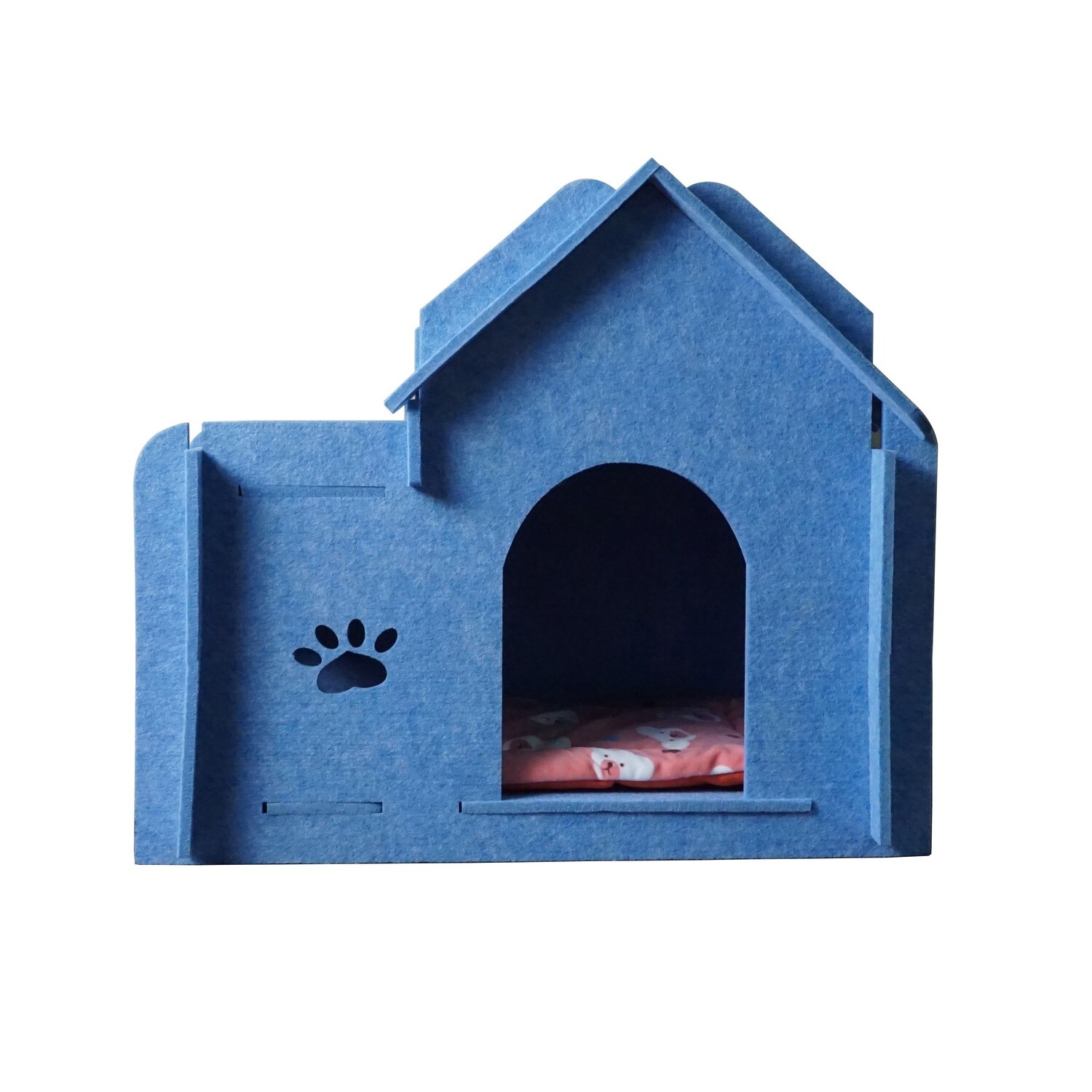 Felt Indoor House Cat Nest (Optional: with Soft Cushion), Color: BLUE