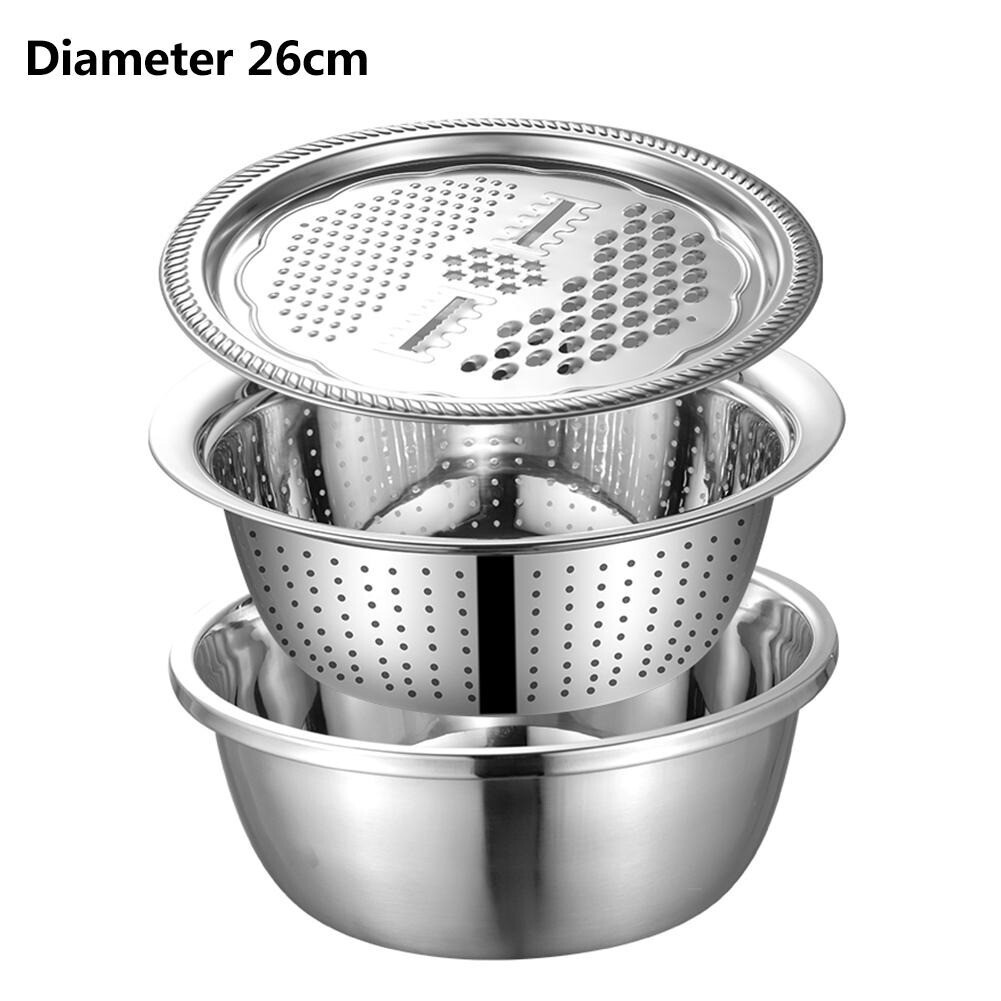多用途不銹鋼盆套裝 | Multifunctional Stainless Steel Basin Set, Size: 26cm