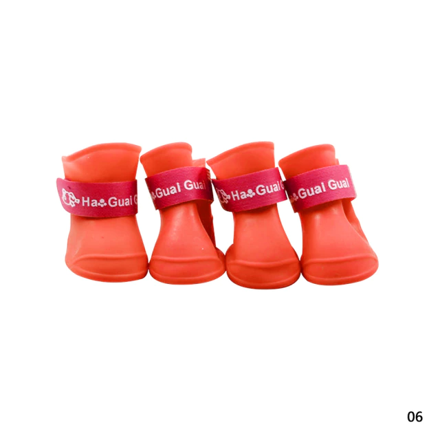 Dog Rain Boots Set (4 pcs), Color: RED