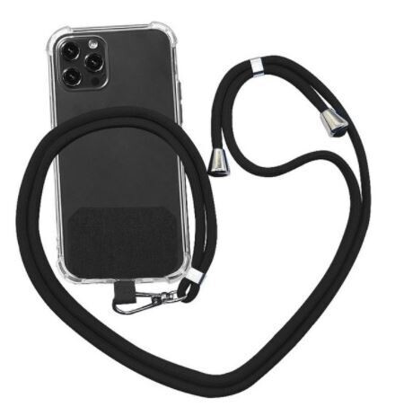 掛頸斜背背貼手機繩 | Mobile Phone Straps Neck Hanging Anti-lost String Rope, Color：: Black