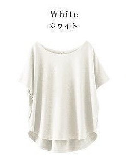 日系簡約短袖寬衣, Color: WHITE