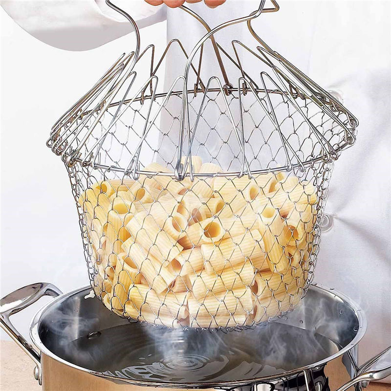 不銹鋼摺疊油炸網籃 | Stainless Steel Drain Basket