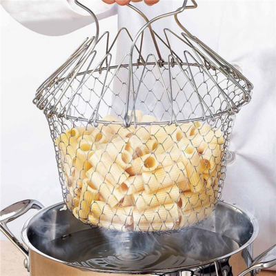不銹鋼摺疊油炸網籃 | Stainless Steel Drain Basket