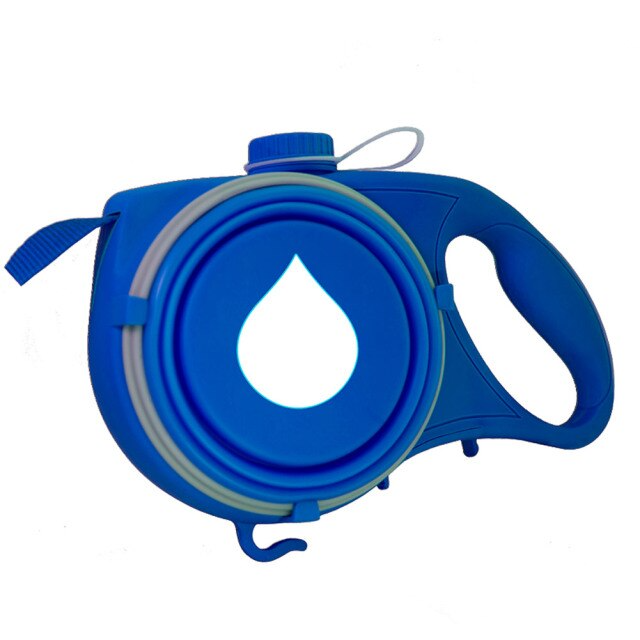 4合1狗狗拖帶(付設摺疊碗) | 4 In 1 Dog Leash with Built-in Water Bottle Bowl, Color: Blue