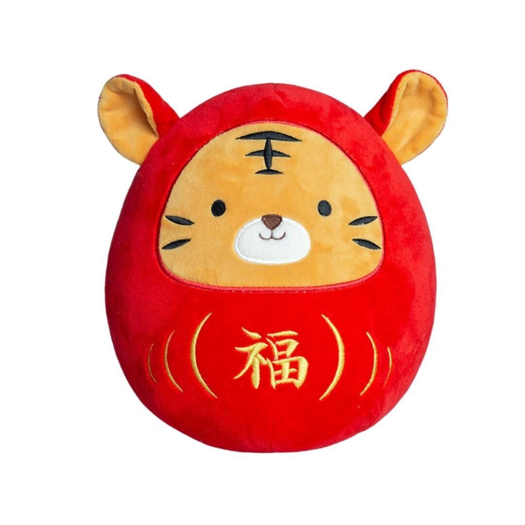 ​新年達摩虎吉祥毛公仔套裝(2個裝), 款式: 圓眼款(15, 25cm, 共2個)