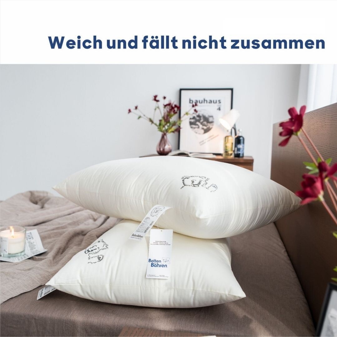德國Betten Bähren白鵝毛枕頭, 款式: 單邊低枕(填充1000g, 躺下6-8cm)
