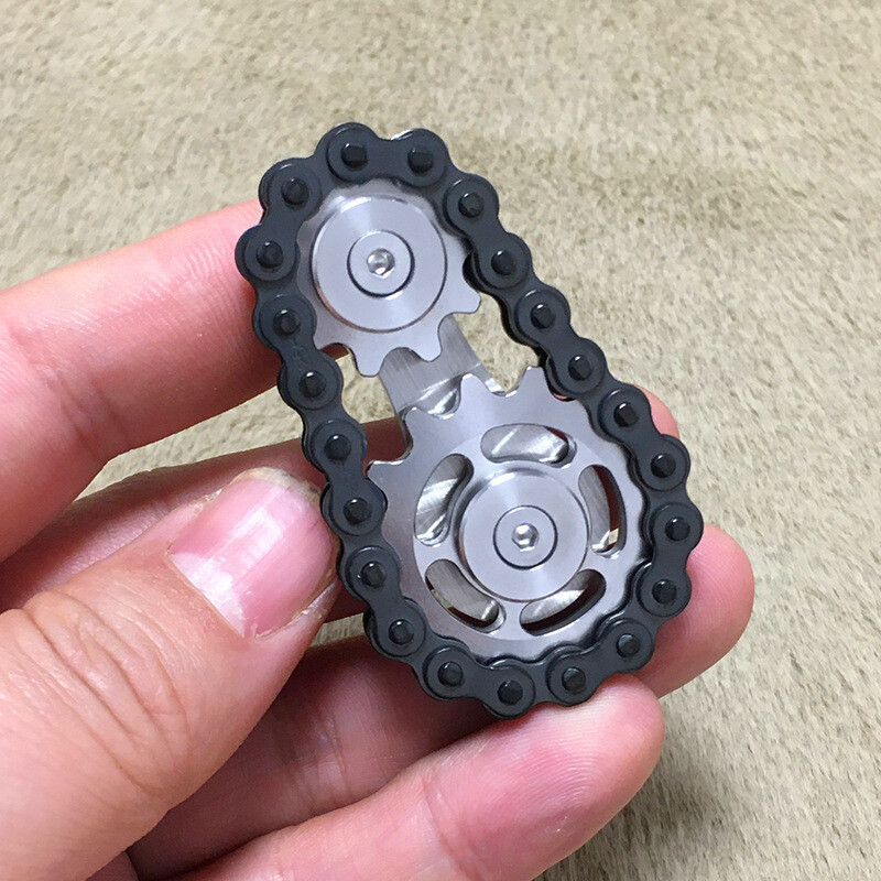 ​金屬鏈齒輪陀螺, 款式: 碳鋼銀色齒輪-黑色鏈條款