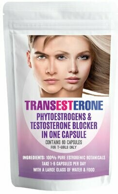 TRANSESTERONE®: HERBAL ESTROGENS & TESTOSTERONE BLOCKER IN ONE DUAL CAPSULE. 
Potency: ★★★✰✰