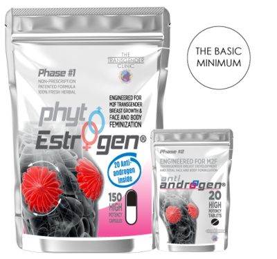 NATURAL BREAST GROWTH AND FEMINIZATION.
PHYTOESTROGEN®| MALE HORMONE BLOCKER | PHASES #1 AND #2  
Potency: ★★★★★