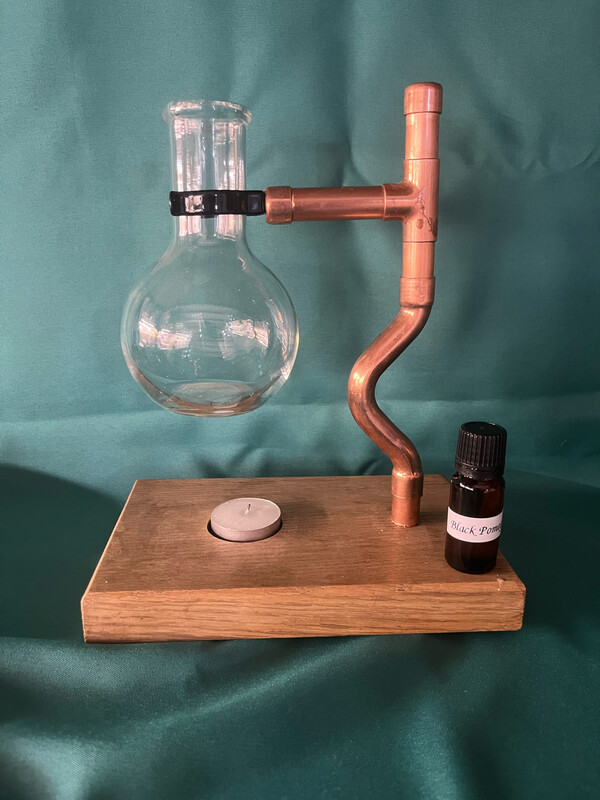 Bespoke Burner - Solid Oak and Copper Oil Bunsen Burner